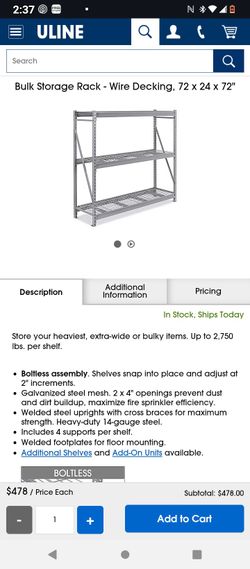 Uline bulk storage rack