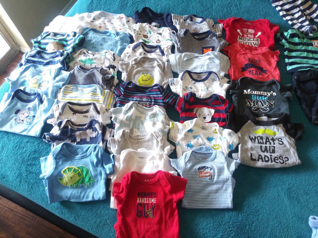 Newborn boys clothes and box/bag of 3 months