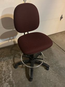 Like New Burgundy Armless Drafting Office Chair