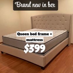 Queen Bed Frame In Box / Colors Available/ Black And Beige / Message Me For More Information 