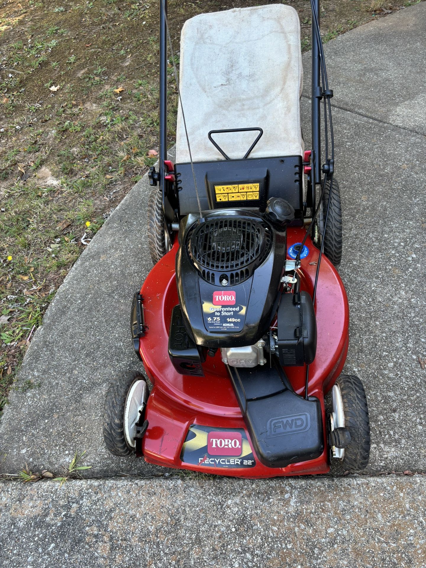 TORO  Kohler. 6.75 / 149cc. Self Propelled Lawn Mower 