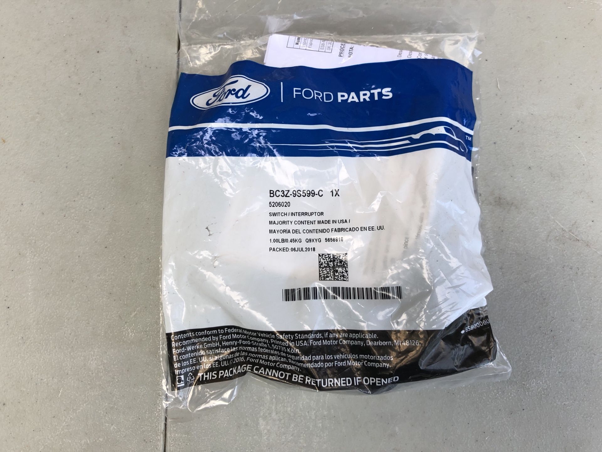 BC3Z9S599C 11-13 Ford 6.7 Powerstroke Diesel Fuel Pressure Switch