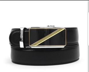 Men's Genuine Leather Sliding Buckle Ratchet Belt MGLBB17
