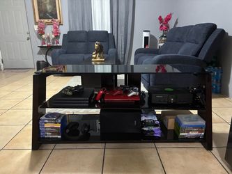 Heavy Duty Black Tempered Glass TV Stand