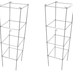 
Galvanized Square Folding Tomato Cage Plant Support Stake Tower 12 inch by 46 inch, Pack of 2 sets