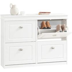 White Shoe Organizer Cabinet With Flip Drawers