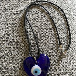 Heart Pendant Blue Glass on cord