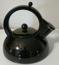 Vintage Tea kettle black enamel.