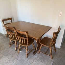 Antique Oak Dining Table & Chairs Set