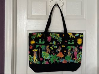 Large Hawaiian Tote Bag with Zipper