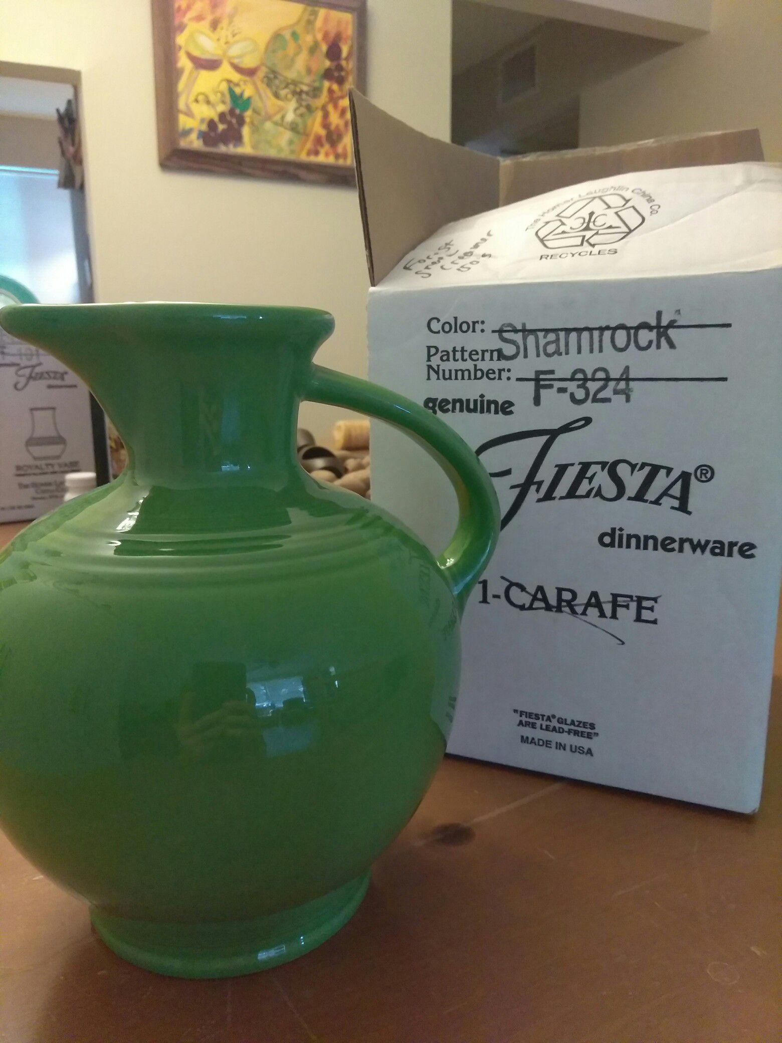Fiestaware Shamrock Green. Carafe. Beverage pitcher