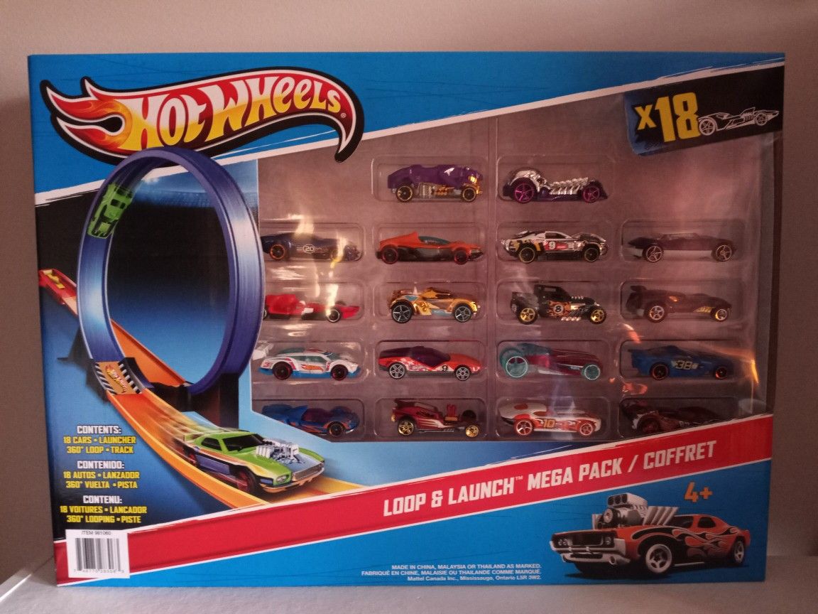 New...HOTWHEELS LOOP & LAUNCH MEGA PACK/ Coffret 18 CARS