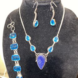 Silver Necklace Set $45