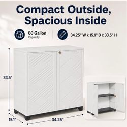 White Outdoor Storage Cabinet 60 Gallon