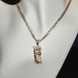 🔥 14K Gold Cuban Chain + San Judas Pendant 🔥