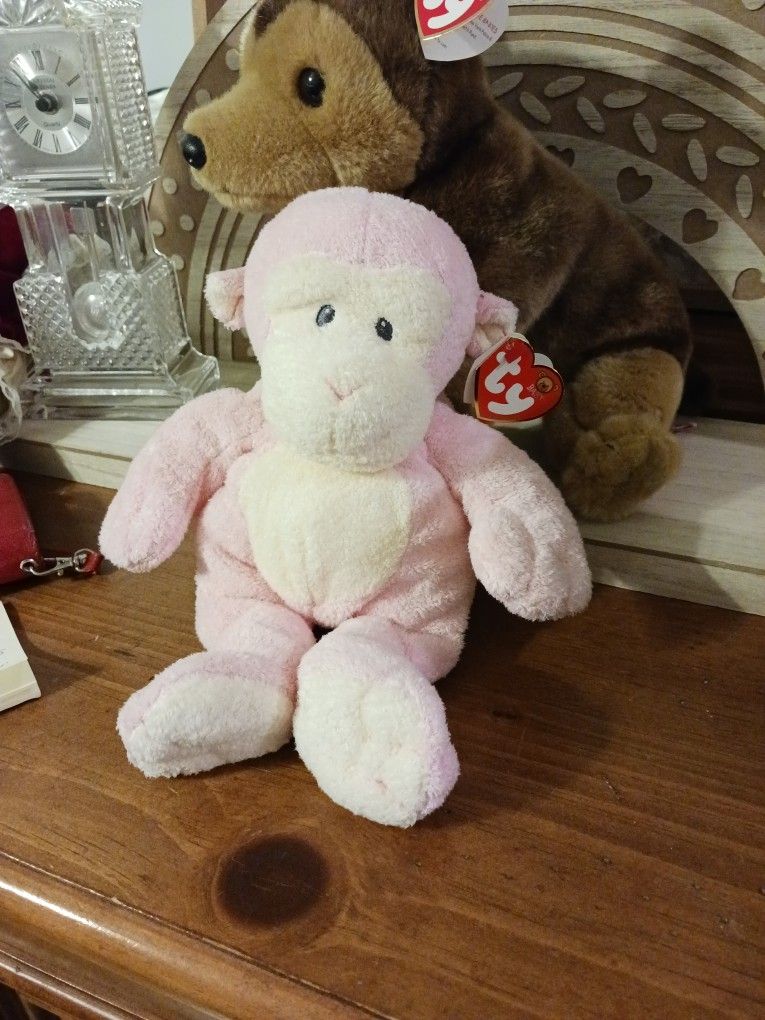 2006 Official Ty Pluffies Pink Monkey