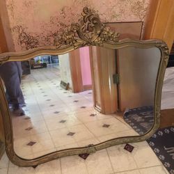 Vintage Ornate Wooden Gold Mirror