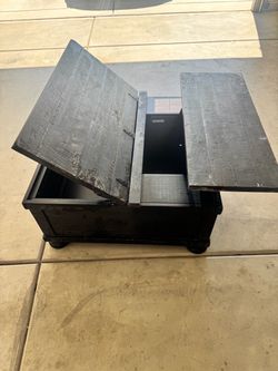 Ashley Brand Black Wood Lift-Top Coffee Table with Storage