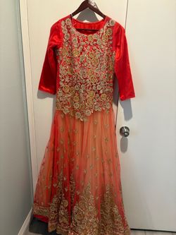 Orange and Gold Embroidered Gown