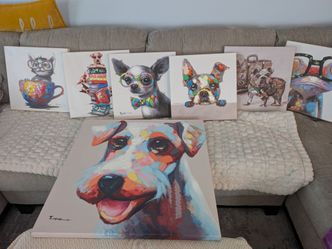 Animal Printed Canvas Art Wall Hangings (7 Total)