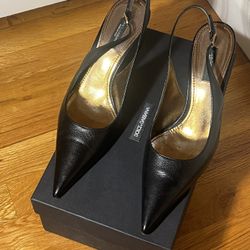 Dolce & Gabbana Leather Slingback Heels – Size 39 – Authentic