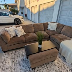L-Shaped Sectional Sofa w/ Ottoman & Tray – Seats 6 FREE Delivery