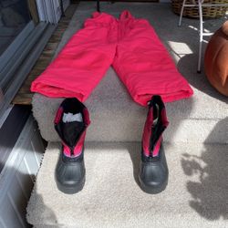 Kids Girls Snow Bodysuit And Boots Snow Waterproof 