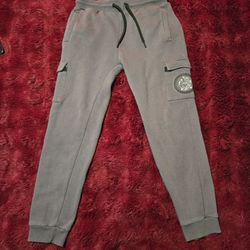 Supply & Demand Mind Jogger Pants Mens L Gray Stretch Medusa Logo Tapered Leg
