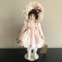 Seymour Mann Connoisseur April Porcelain Doll 14 Inch Vintage 1990s
