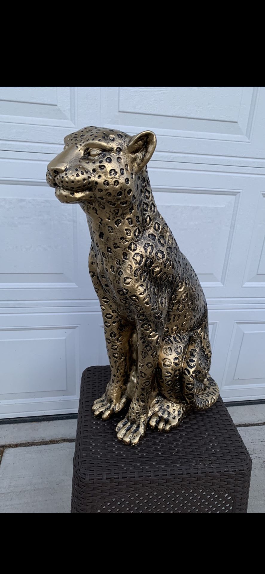 3 Foot Tall, Golden Leopard Statue