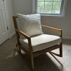 Wood Neutral/Beige Cushioned Rocking Chair