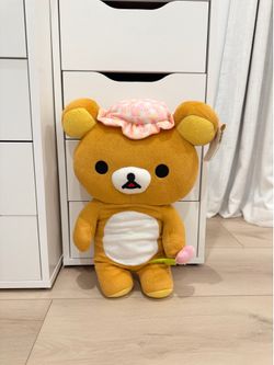 San-X Rilakkuma 19" Happy Picnic Plush with Flower (NWT)