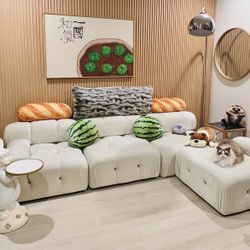 ✨ Modern Modular L-Shaped Sofa – Suede Fabric ✨