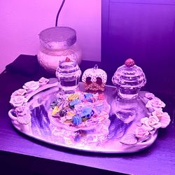 Vintage Perfume Tray/ Crystal