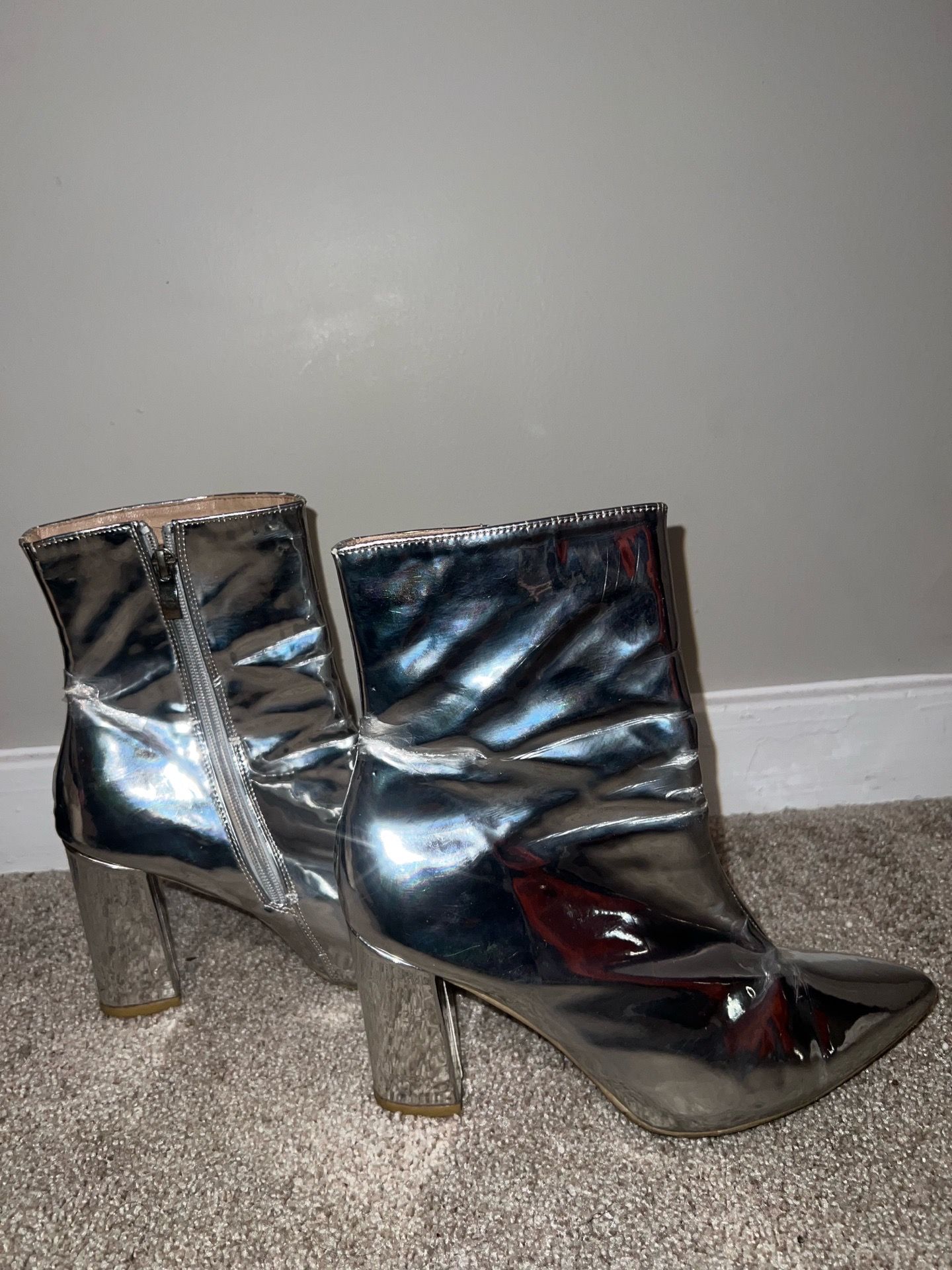 Matalic sliver boots