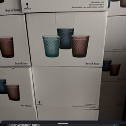 Diamond Point Cut Glass Cups