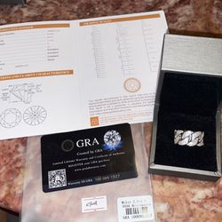 Moissanite Stones Vvs 2ct Silver Cuban Link Ring (PASSES DIAMOND TESTER (