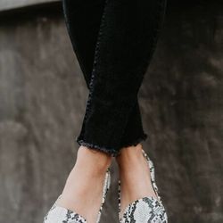 White Snakeskin Flats