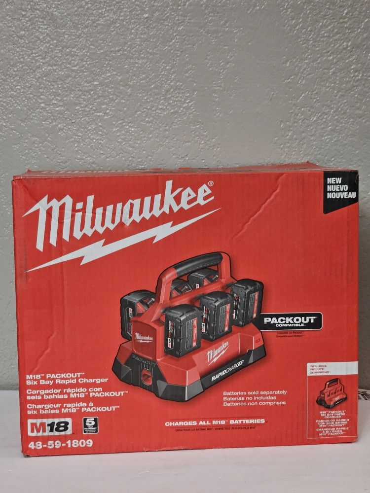 Milwaukee M18 18V Lithium-Ion PACKOUT 6-Port Rapid Charger Brand New Tool Only 