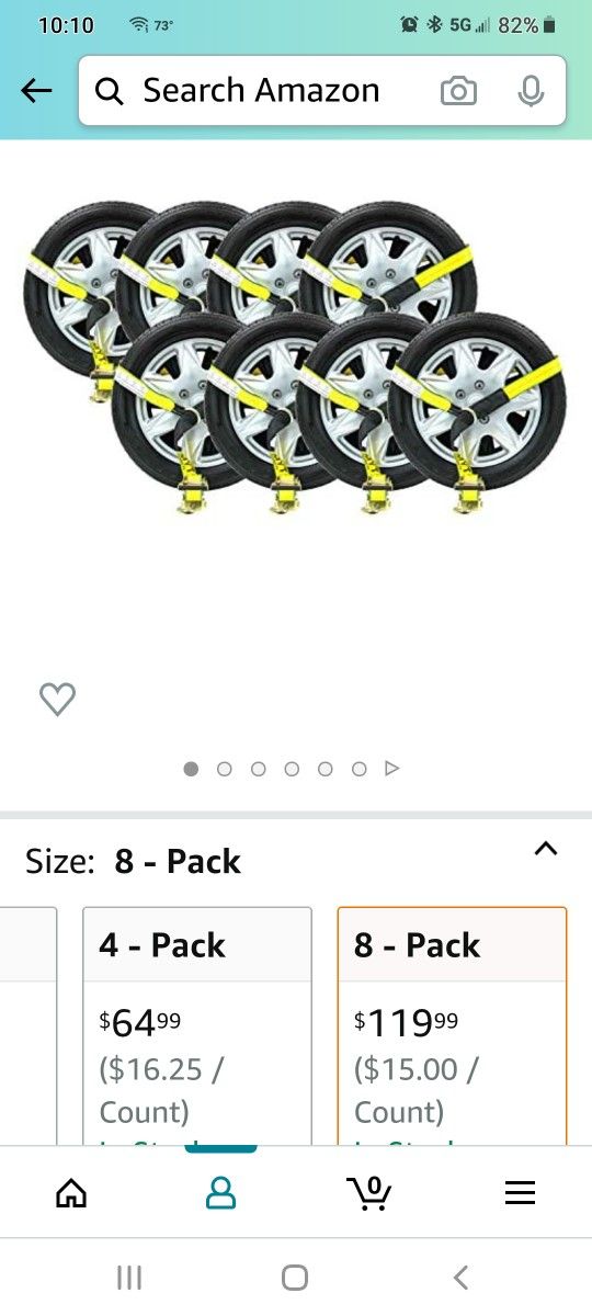 (8 Pack) 2" x10' Lasso Ratchet Strap Finger J Hook Wheel Net Auto Tow Towing Tie Down