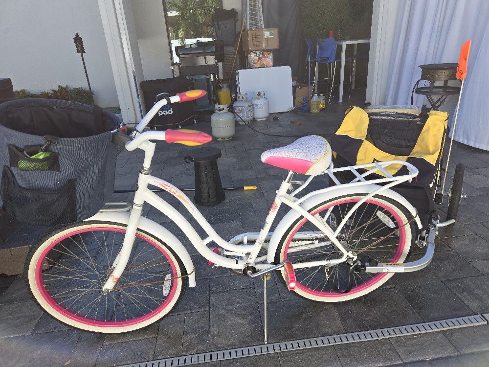 Girls Bike And Burley Trailer