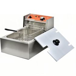 Commercial Deep Fryer with Basket 6-12L Capacity Adjustable Temperature and Timer Stainless Steel With lid Suitable for home/commercial/camping/outdoo