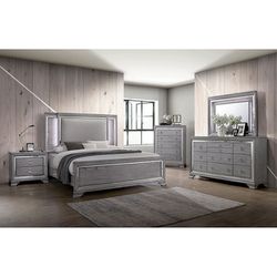 Brand New Grey 4pc Queen Bedroom Set (Available In California & Eastern King)