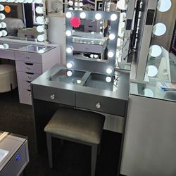 Brand New Vanity W/ Hollywood Mirror Usb & Power Outlet $359 FREE STOOL