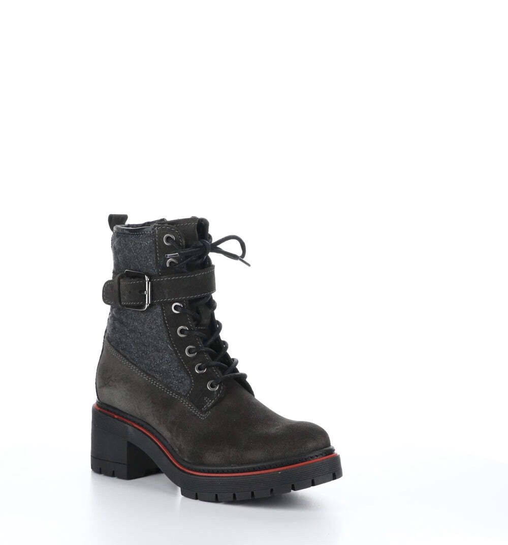 Bos. & Co. Women's ZING Chunky Heel Buckle Side-Zip Lace-Up Ankle Boot