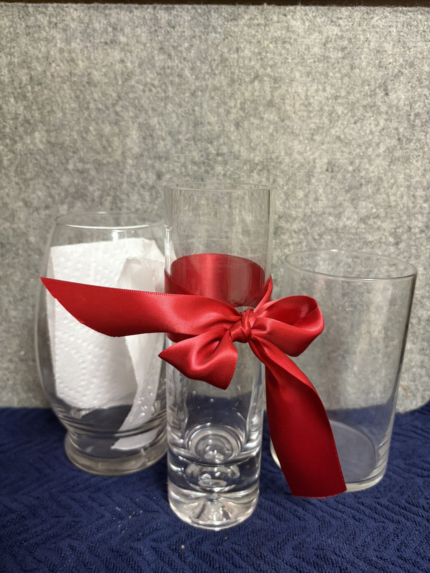 3 Clear Glass Vases