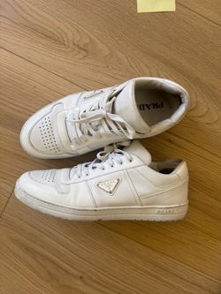 Prada White Leather Low-Top Sneakers