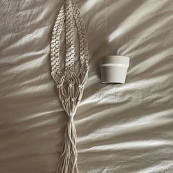 Macrame Plant Holder With Small Pot