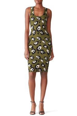 John + Jenn Green Leopard Print Knit Midi Dress Size Large 