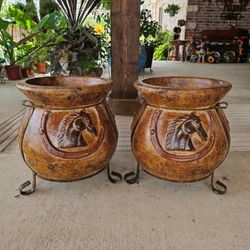 Horse Clay Pots, Planters, Plants. Talavera, Pottery $70 cada una